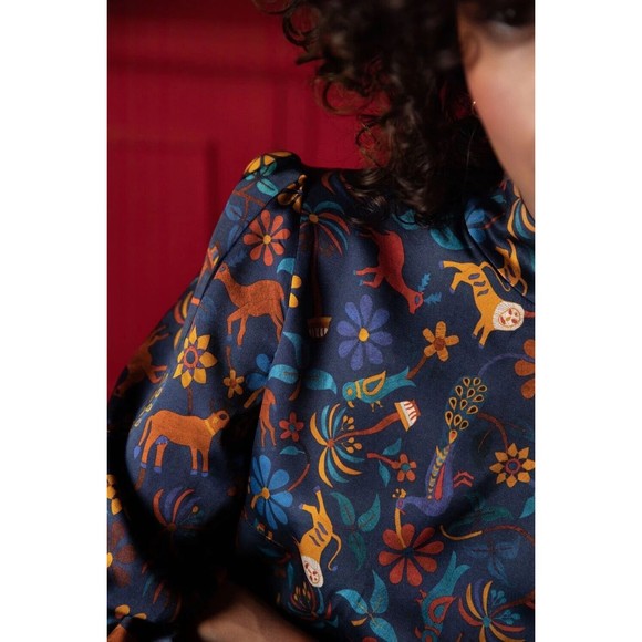 Soi Paris Blue Blouse Victoire Jaipur Mon Amour Sezane Style Sz 44, L-XL - Picture 8 of 16